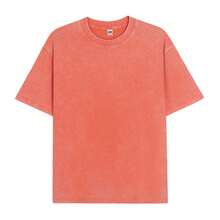 1PCS Men's Heavyweight 230g/M²% Cotton Loose T-Shirt - Round Neck Short Sleeve Casual Bohemian Style With New York Pattern Print And Vintage Letters, Available In Plus Sizes, All-Season Comfortable, Machine Washable Casual Clothing (Large And Tall Sizes) - Suitable For Layering And Daily Matching - Black/White/Grey/Navy Blue/Red/Brown, Geometric And Text Designs, Adult Relaxed Fit, Street Style, Breathable Material, Durable Construction-Premium Cotton Graphic Printed Round Neck T-Shirts-365T - 橘色 - 查看 3