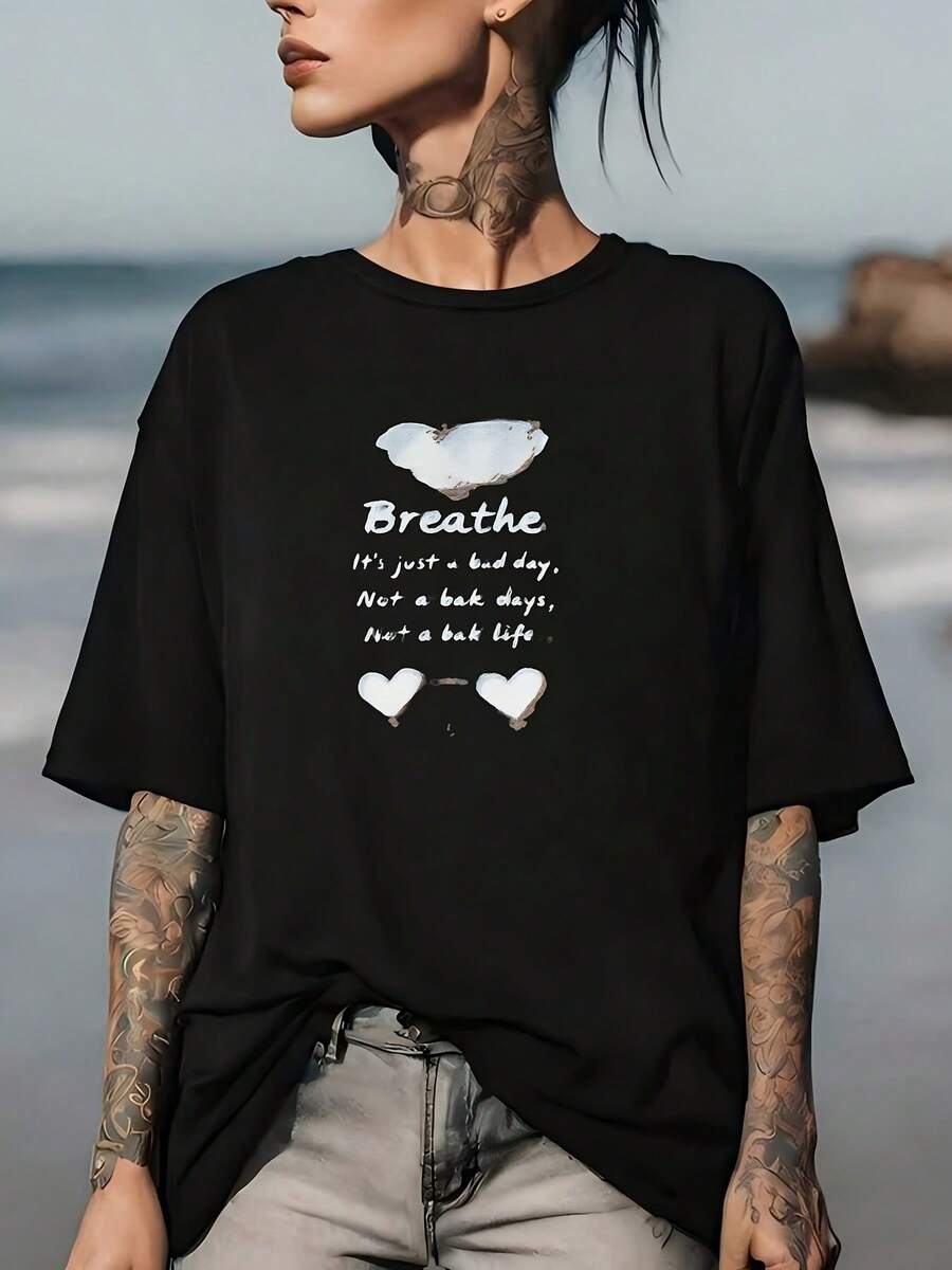 Camiseta negra transpirable de estilo vintage de 180 gramos, con frases inspiradoras y diseños de mariposas-perfecta para salidas familiares, actividades de team-building en la oficina o como regalo. - Negro - Ver 1