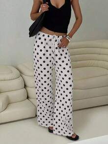 Pantalones casuales de lino de cintura baja y pierna recta para mujer, estilo de vacaciones de verano - Blanco - Ver 7