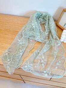 1 pieza Pañuelo de mujer de verano con estampado floral, ligero y transpirable de encaje, adecuado para salidas diarias, viajes y combinar con atuendos - Multicolor - Ver 3
