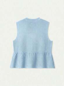 Camiseta sin mangas de punto para MUJER, estilo minimalista casual, unicolor, esencial para volver al colegio, primavera/verano - Río Azul - Ver 8