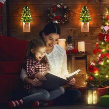 Đèn ngủ hình cây thông Noel 3D phong cách nông thôn, đèn LED nhấp nháy trang trí tường Giáng sinh 2026, chất liệu nhựa, không chống nước, màu đỏ, 120V, phích cắm kiểu Mỹ, dùng trong nhà. - Xem 9