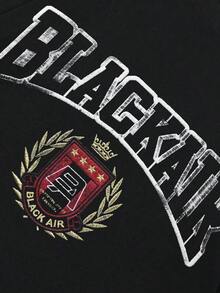 Camiseta de manga corta con estampado gráfico retro para hombre, estilo vintage Y2K, informal, urbana, para la calle. - Negro - Ver 5