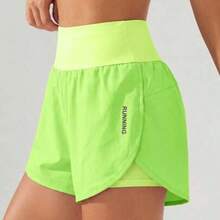 MewMuse. Eassivo Eassivo Pantalones cortos deportivos de cintura alta con abertura en el bajo para Año Nuevo Chino, pantalones cortos para mujer para sudor, gimnasio, ciclista - Amarillo - Ver 1