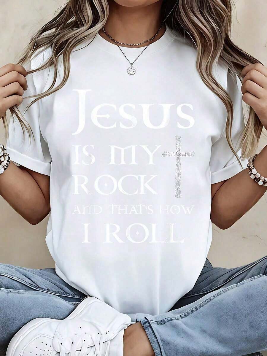 Camiseta con Estampado de Jesucristo con Corona de Espinas, Estilo Casual Deportivo para Mujeres y Hombres - Estilo Urbano Vintage Unisex, Camiseta de Manga Corta de Algodón 100% con Cuello Redondo - Blanco - Ver 1