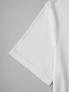Camiseta de manga corta con cuello redondo oversize para mujer, camiseta con lema divertido, camiseta con diseño de pasta, camiseta con tema de comida, adecuada para todas las edades, ideal para salidas casuales, reuniones y uso diario, primavera/verano-Vintage Street Style Unisex Loose Cotton Short Sleeve Crew Neck T-Shirtblusas para mujer. blusas.blusas casuales para dama. - Blanco - Ver 5