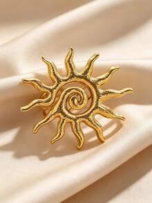 1pc Stainless Steel Sunflower Ring, Fashionable Vintage Elegant Jewelry Accessory Suitable For Daily, Party, Wedding Occasions, Birthday Gift - Gold 5823 - View 3