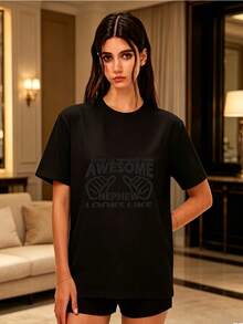 Camiseta Oversize para Mujer de 180g con Estampado Así se Ve un Sobrino Genial, Manga Corta, Estilo Casual, Tela Suave, para Reuniones Familiares y Regalos de Cumpleaños, Edición Verano 2024 - Estilo Vintage Urbano, Unisex, Camiseta de Algodón de Manga Corta y Cuello Redondo. - Negro - Ver 7