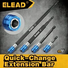 ELEAD 4件組 CR-V 鋼鑽頭延長桿組，2" 4" 6" 12" 磁性批頭接桿附鋁合金套管，1/4" 六角柄快拆接頭，適用於汽車維修、車庫、居家 DIY，男士禮物 - 4PC CR-V Drill Bit Extension Set - 查看 3