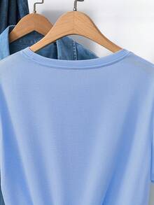 Camiseta casual creativa para mujer - azul real - Ver 3