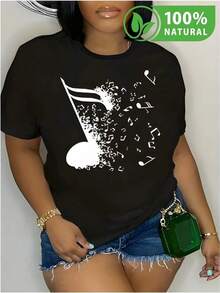 Camiseta negra con diseño musical único para amantes de la música moda urbana estilo moderno notas musicales estampadas algodón cómodo camiseta casual ideal para eventos y salidas de moda populares 2023 camiseta juvenil unisex artistas creativos inspiración música mexicana - Negro - Ver 1