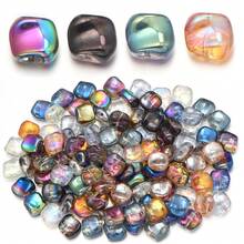 20pcs/Pack Asymmetrical Square Electroplated Glass Beads, Colorful Semi-Transparent Iridescent Glass Crystal Square Beads 12X11mm For DIY Earrings, Bracelets, Phone Charms, Jewelry Accessories - Glass Square Beads - View 4