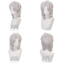 Anime wig Cosplay Wigs for Silver short hair for Men Women for Halloweencarnival Costume Party with Cap - Blanco - Ver 1