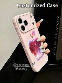 1 ốp điện thoại in tên theo yêu cầu, thiết kế bầu trời sao pastel & hình trái tim bên hông, phù hợp cho IPhone 17/17Pro/17ProMax/17Air/16/16Pro/16ProMax/16Plus/15/15Plus/15Pro/15Promax/14/14Pro/14Promax/13/12/11/XS Max/8/7, bao phủ toàn bộ, thanh lịch, cao cấp, chống trầy xước - Hồng - Xem 1