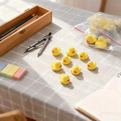 10PCs Yellow Cute Duckling Eraser, Healing Little Yellow Duck Desktop Ornaments, Soft Adorable Design, Set Off A Lovely Storm For Life, Each Use Is A Healing Interaction With Adorable Ducks, Desk Accessories, Healing Stationery, Mascot Eraser, Tender Goose Yellow
