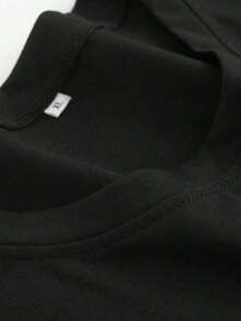 1 pieza Blusa Bubbli para Mujer, Estampado de Estrellas de Mar, Estilo Casual Holgado para Vacaciones, Cuello Redondo, Manga Corta, 180g Algodón 100% - Negro - Ver 3