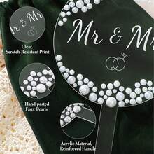 1 Set DIY Transparent Mr. & Mrs. Acrylic Cake Topper With Pearls, Wedding Cake Decor, Wedding Party Decorations - Multicolor - View 6