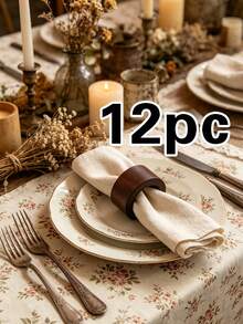 1/6/12pcs Handmade Napkin Rings, Wooden Farmhouse Vintage Style Round Napkin Rings, Suitable For Christmas, Thanksgiving, Holidays, Weddings, Parties And Other Dining Table Decor - Multicolor - View 7
