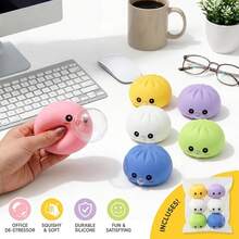1/2/3PCS Cute Bubble Blowing Dumpling Squishy, Soft Sensory Squeeze Toy, Anti-Anxiety Stress Relief, Ideal Birthday Holiday Party Festival Gift For Adults - Color Sent Randomly - View 6