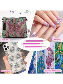 1 Bộ dụng cụ và phụ kiện tranh đính đá 5D, bao gồm bút đính đá, đất sét, khay nhựa và các vật dụng nghệ thuật tự làm tranh đính đá khác. - Bộ - Xem 6