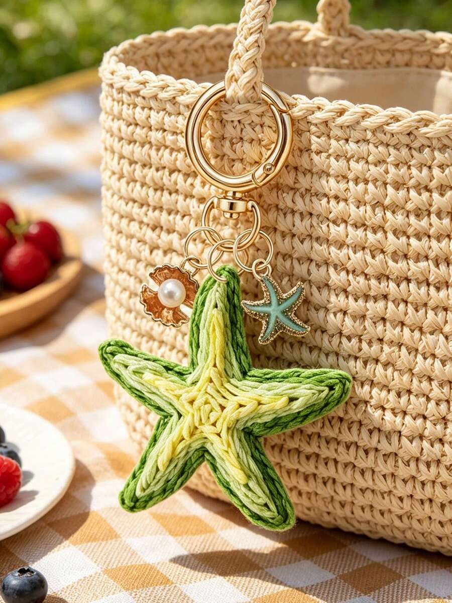 Móc khóa hình sao biển bằng sợi raffia mùa hè, mặt dây chuyền hình vỏ sò và sao biển mini, đồ trang trí nghỉ dưỡng phong cách Boho, phụ kiện túi xách dễ thương, phụ kiện ví chủ đề đại dương, đồ dùng cần thiết cho kỳ nghỉ, khóa kim loại bền chắc, phù hợp với ba lô, ví, điện thoại, tai nghe, chìa khóa xe, món quà tinh tế dành cho bạn bè, gia đình và những người yêu thời trang, quà sinh nhật độc đáo, quà tặng ngày lễ, quà tặng tiệc tùng, quà tặng kỳ nghỉ, quà cưới, quà tặng tựu trường. - Nhiều màu - Xem 1