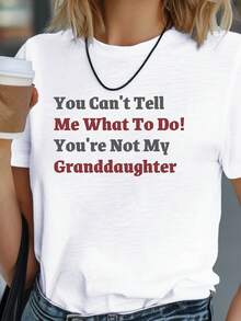 Camisetas de Algodón Oversize de Moda para Mujer 2026 You Are Not My Granddaughter Ropa de Mujer Camiseta Cómoda Suave Sencilla para Uso Diario Top de Manga Corta - Blanco - Ver 7