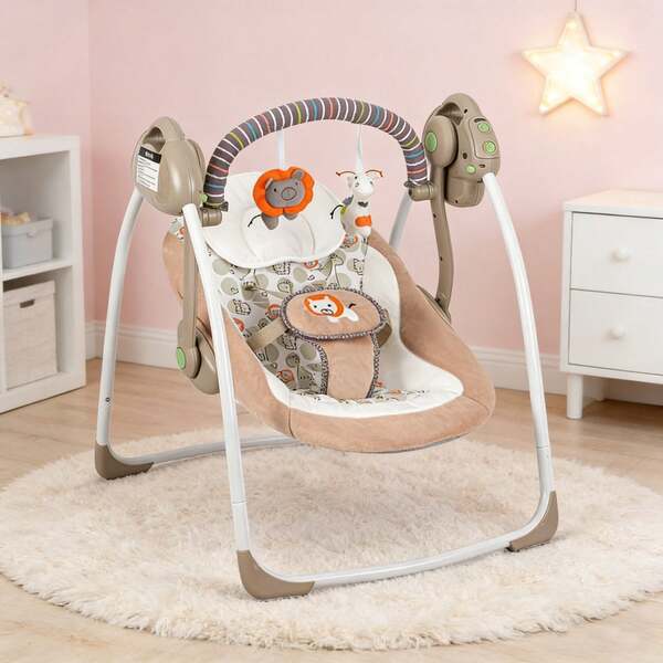 Columpio para bebé, columpio portátil para bebé, columpio plegable para bebé, columpio para recién nacidos, diseño ligero, fácil de plegar para recién nacidos y bebés niños y niñas de 0 a 12 meses, arnés de 5 puntos, soporta hasta 20 libras, uso en interiores y exteriores, Halloween, Navidad