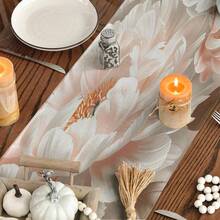 1pc Delicate Peony Floral Pattern Table Runner, Soft Pink & Beige Color, Elegant Style, Suitable For Home Gatherings, Indoor/Outdoor Decor, Entryway, Coffee Table, Living Room Ambiance, Kitchen Dining, Natural Holiday Gift - Baby Pink - View 10