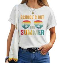 Camiseta Retro "Último Día de Clases" para Maestros, Niños y Mujeres, Transpirable y Cómoda para el Verano - Blanco - Ver 7