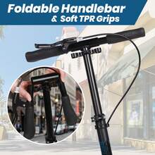 Kick Scooter, Foldable, 3-Level Adjustable Handlebar, 200mm PU Wheels, Rear Foot Brake - Black - View 3