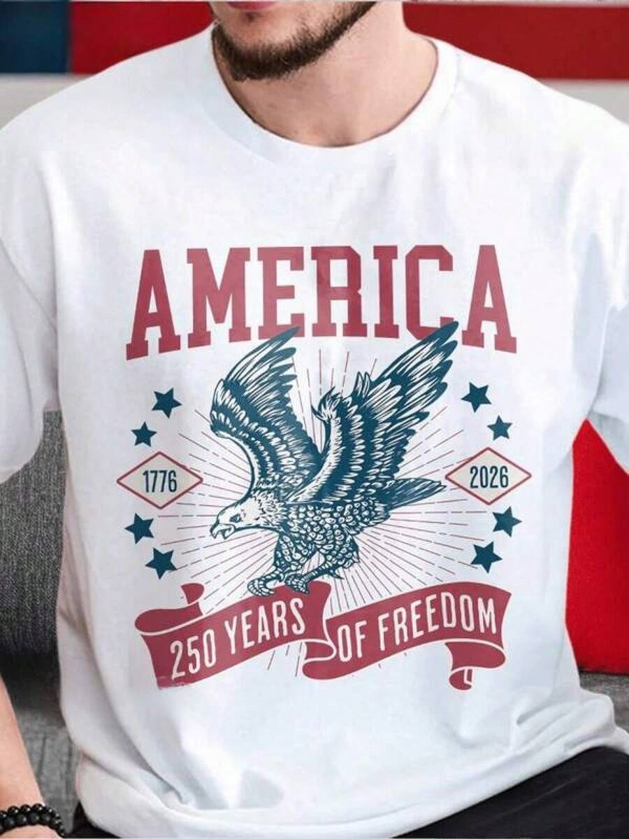 Camiseta Estilo UrbanoAmerica 250th Birthday T-Shirt - 250 Years Of Freedom Retro American Flag Tee, 250 Anniversary Shirt With Betsy Ross Flag, 100% Cotton Casual Round Neck For 4th Of & History,Camiseta informal negra de cuello redondo para hombre, camisas para niños, ropa para niñas, conjuntos de chicas de televisión, conjuntos a juego para madre e hija, adecuados para regalos de San Valentín, unisex - Blanco - Ver 1