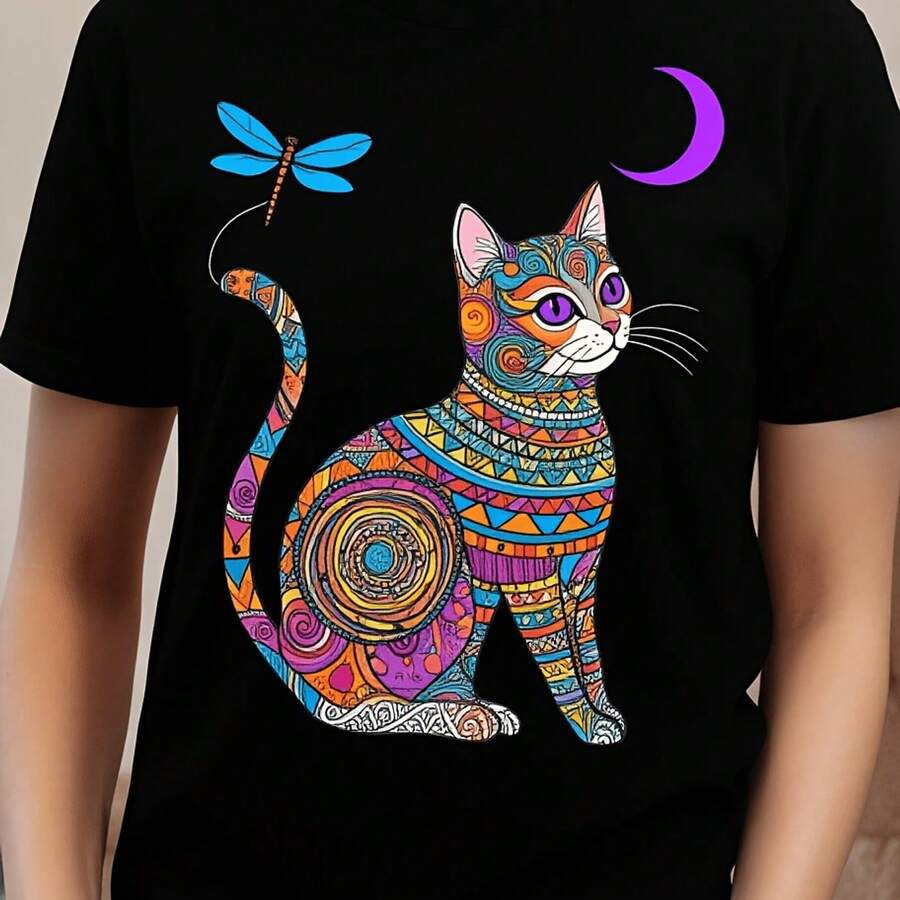 Camiseta para Mujer con Estampado de Diente y Pasta Dental, Manga Corta - Negro - Ver 1