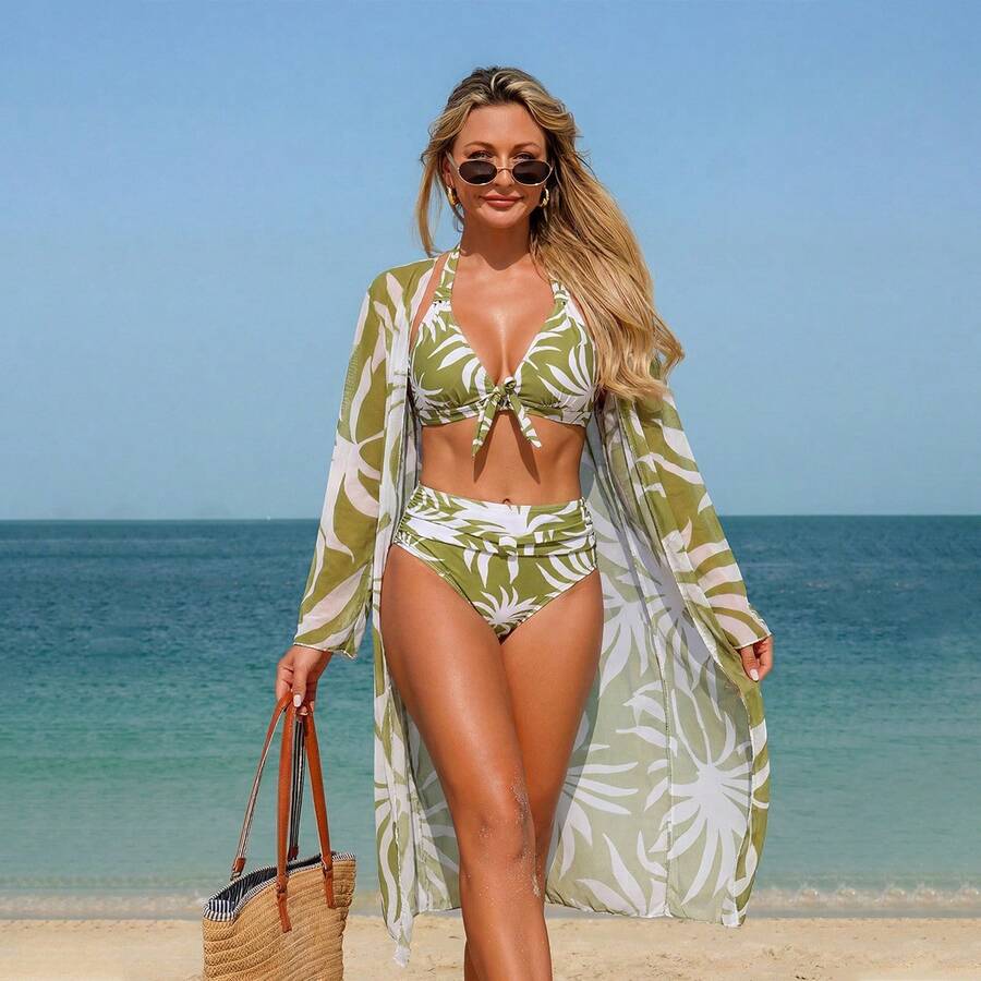 New Three-Piece Swimsuit Set, Sexy And Fashionable, Popular Multicolored Printed Bikini. - Pattern Six - View 1