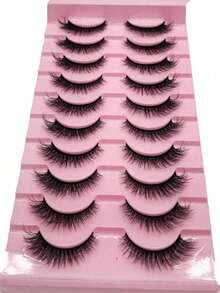 10 Pairs Soft & Fluffy Curly Cat Eye Lashes, 3D Faux Mink False Eyelashes, Natural Handmade Thick Fake Lashes For Makeup - Multicolor - View 6