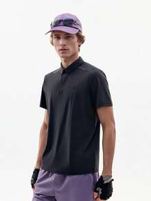 TECTOP Men's Golf Polo Shirt, Comfortable & Breathable, Button Design, Suitable For Outdoor Sports & Fitness - Black - View 4