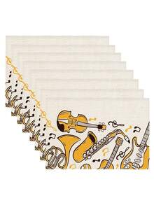 1/2/4/5/6/8pcs Digital Printed Placemats, Music Style Pattern Printed Placemats For Dining Table Decor, Suitable For Daily Use, Festivals, Parties, Birthdays, Weddings, Dinners, Kitchen & Dining Room - Multicolor - View 11