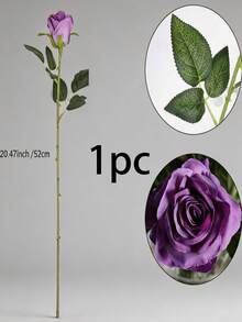 1/5/10/20/40 cành hoa hồng tím nhân tạo 20 inch cao cấp, hoa giả trang trí nhà cửa, phòng ngủ, bàn tiệc, đám cưới, bó hoa cô dâu, hoa cài cổ tay, cắm hoa, dùng cho nhà ở, nhà hàng, bình hoa - Màu tím đậm - Xem 8