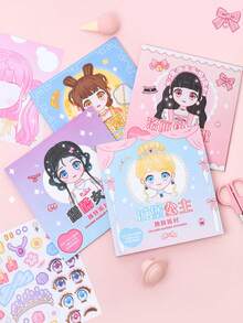 Autocollants de déguisement de princesse de dessin animé, autocollants d'art de maquillage, autocollants de haute qualité faits à la main pour les filles, fournitures artisanales éducatives pour les enfants, matériaux de scrapbooking - Multicolore - Voir 4