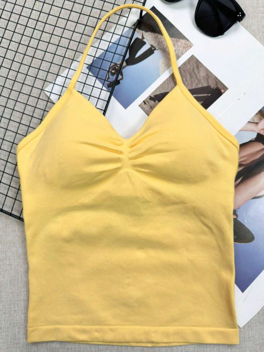 Áo tập thể dục yoga không tay dáng ngắn cho nữ, áo tank top co giãn thoáng khí dành cho tập gym.