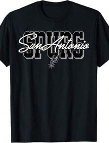 Estilo Y2K, Ropa de bajo consumo, Regalos para Mamá - Camiseta con estampado de los San Antonio Spurs, Conjuntos para salir, Tops de verano para mujer, Ropa de Mujer - Negro - Ver 1