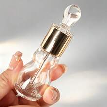 6ml/12ml Travel Size Clear Glass Dropper Bottle, Gold Cap Refillable Leakproof Empty Essential Oil Perfume Serum Bottle, Portable Cosmetic Container With Free Funnel For DIY Skincare Sample Storage - Multicolor - View 1
