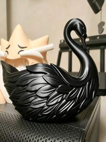 Realistic Swan-Shaped Tableware Storage Tray, Elegant White Minimalist Storage Tray, Suitable For Storing Jewelry, Tableware, Office Supplies, Cosmetics And Other Daily Items, Suitable For Kitchen Countertop, Entryway, Bedroom Vanity, Minimalist Home Decor Centerpiece | Nordic Style White Swan Storage Box, Feather Texture Decorative Bowl - View 4