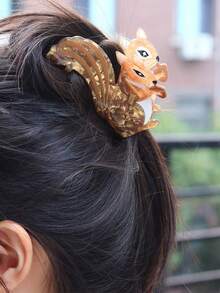 1pc Cute Animal Plant Party Thick Acrylic Hair Claw Clips,Cartoon Horse,Squirrel,Cloud Shaped Hair Clips,Hair Accessories For Women - Multicolor a - View 2