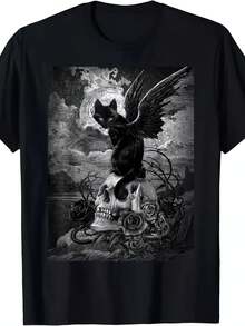 NUEVA CAMISETA LIMITADA de Gato Malvado, Murciélago, Calavera, Wicca, Gótico, Bruja, Talla S 5XL - Negro - Ver 1