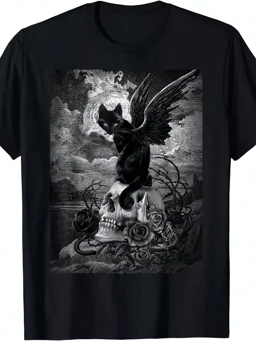 NUEVA CAMISETA LIMITADA de Gato Malvado, Murciélago, Calavera, Wicca, Gótico, Bruja, Talla S 5XL - Negro - Ver 1