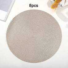 2 pezzi/8 pezzi Tovagliette rotonde per hotel e ristoranti, tovagliette in PVC antiscivolo e impermeabili, sottopiatti in oro/argento termoisolanti, lavabili, proteggono il piano del tavolo, adatti per San Valentino, matrimonio, Natale, feste, decorazione tavolo da cucina di casa - Multicolore - Visualizzare 10