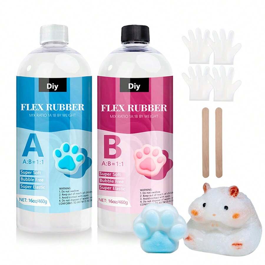 Bộ silicone mềm dạng lỏng 16 oz/32 oz - Tỷ lệ 1:1 AB, siêu mềm, không bọt khí, chất liệu đông cứng nhanh, thích hợp cho làm khuôn, tạo mẫu và đúc công nghiệp - Vật liệu thủ công DIY, Vật liệu thủ công | Bộ silicone mềm | Chất liệu đông cứng nhanh, Khuôn silicone - A - Xem 1