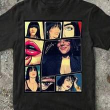 Camiseta de la gira deúsica Q01, camiseta de para fans, regalo para fans, ropa urbana, camiseta de manga corta con estampado personalizado para hombre, cómoda y transpirable, estilo veraniego. - Negro - Ver 6