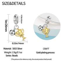 1 Piece Of S925 Sterling Silver Sports-Themed Poker Bead Featuring An Original Soccer Trophy "Lucky 7" Design. This Enamel Pendant With Diamond Accents Is Suitable For Both Bracelets And Necklaces, Serving As A Stylish Accessory For Creating Personalized, Jewelry. Perfect For Sports Fans And Enthusiasts, It Meets The Needs Of Both DIY Projects And Everyday Wear. - Multicolor - View 4