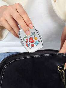 Square Pill Box, Printed With Capsule, Tablet, Letter, Pill Bottle Patterns, Portable Medication Storage Compartment, Mini Metal Storage Box, Portable Jewelry And Pill Box, Travel Pill Box, Large Capacity Compartment, Weekly Medication Organizer, Suitable For Daily Medication And Vitamins, Essential For Doctors And Nurses, Emergency Needs, Travel, Hiking Emergency Rescue, Personalized Creative Gift With Cartoon Logo - View 4